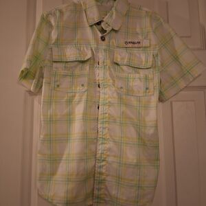 KMagellan Outdoors Kids Casual Plaid Shirt - Light Green and Yellow